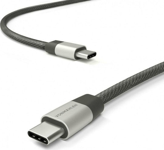 Vonmählen Braided Retractable USB 2.0 Cable USB-C Male - USB-C Silver 1m E070P0015