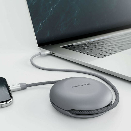 Vonmählen Braided Retractable USB 2.0 Cable USB-C Male - USB-C Silver 1m E070P0015