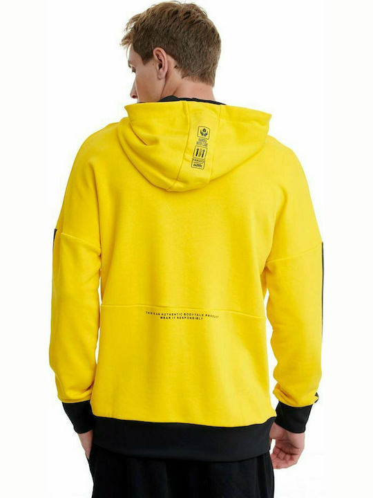 BodyTalk Fragile 1202-955925 Men's Sweatshirt with Hood and Pockets Yellow 1202-955925-00700