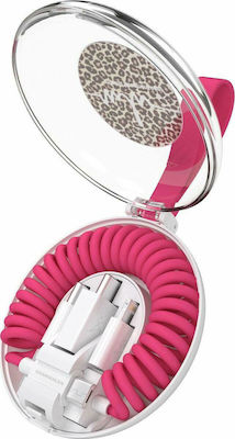 Vonmählen Spiral USB to Lightning / Type-C / micro USB Cable Leopard Pink 0.5m (E011P0006)
