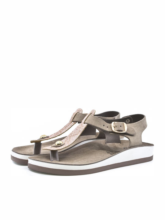 Fantasy Sandals Jules Leather Women's Flat Sandals Anatomic With a strap In Gray Colour