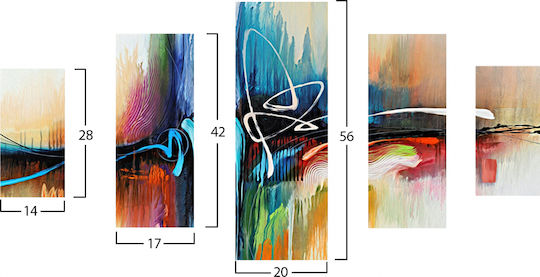 HomeMarkt Abstract Πεντάπτυχος Πίνακας Ξύλινος 56x92cm