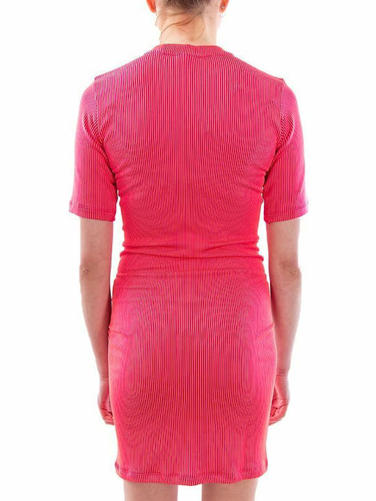 Air Summer Mini Athletic Off-Shoulder Dress Short Sleeve Fuchsia