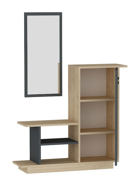 Asia Entry Furniture with Mirror & Shoe Rack Natural / Anthracite 80x29.5x90cm