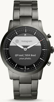Fossil HR Collider Hybrid Oțel inoxidabil 42mm Ceas inteligent cu pulsometru (Gri)