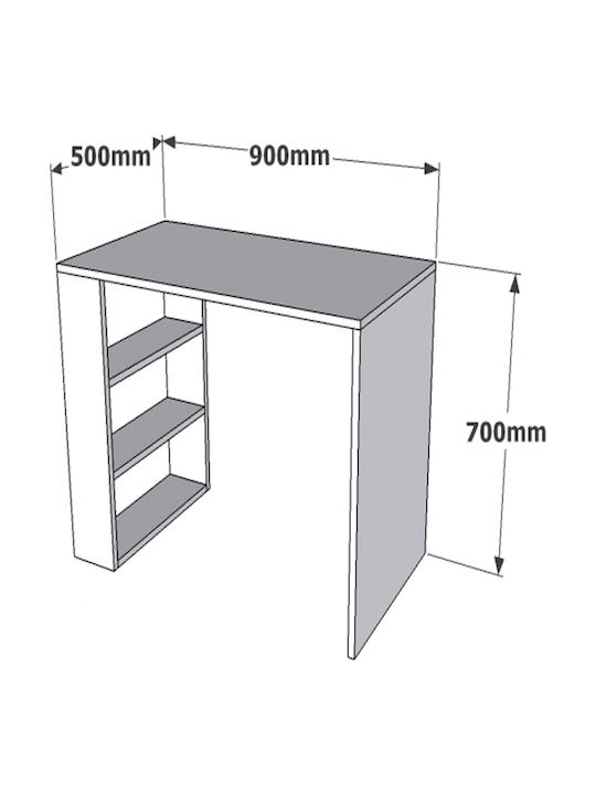 Домашно бюро с бяла библиотека 90x50x70см