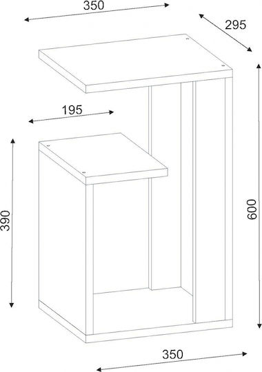 Rectangular Side Table Dawn Wooden White M35xL29.5xH60cm