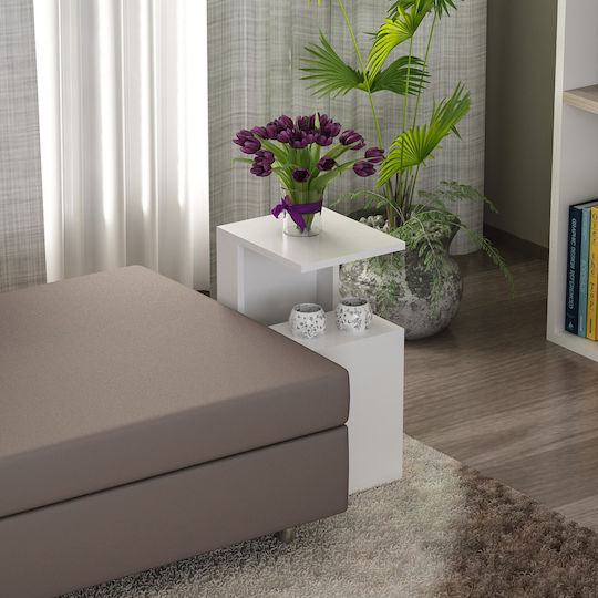 Rectangular Side Table Dawn Wooden White M35xL29.5xH60cm