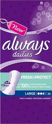 Always Dailies Fresh & Protect Large Daily Liners for Αυξημένη Ροή 2.5 Drop 26pcs