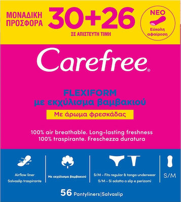 CareFree FlexiComfort Cotton Feel με Εκχύλισμα Βαμβακιού & Άρωμα Φρεσκάδας Σερβιετάκια για Κανονική Ροή 2.5 Σταγόνες 56τμχ