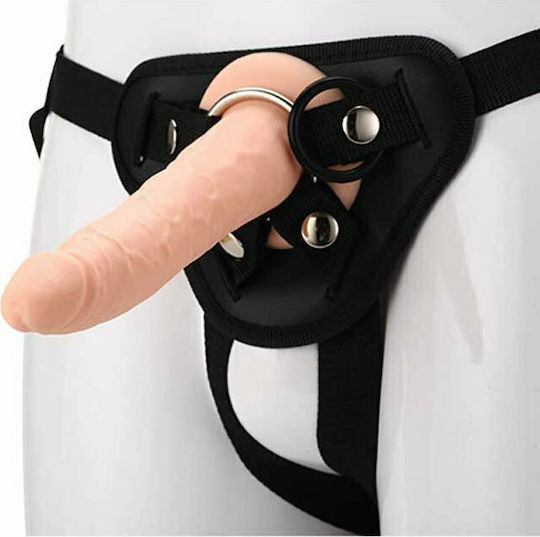 Dream Toys Real Stuff Strap On Slim Realistic Silicone Dildo with Harness with Dildo 20cm Black