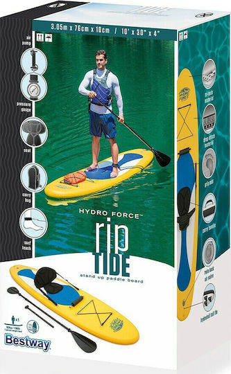Bestway Rip Tide Φουσκωτή Σανίδα SUP / Kayak με Μήκος 3.05m Κίτρινη