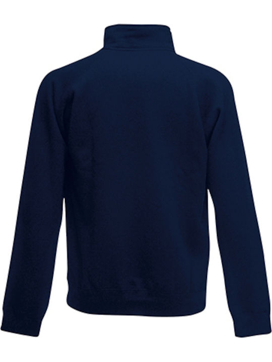 Fruit of the Loom Premium Zip Neck Ανδρική Διαφημιστική Μπλούζα Deep Navy