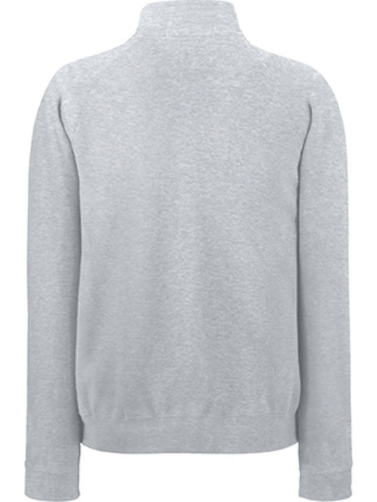 Fruit of the Loom Premium Zip Neck Ανδρικό Διαφημιστικό Φούτερ Heather Grey