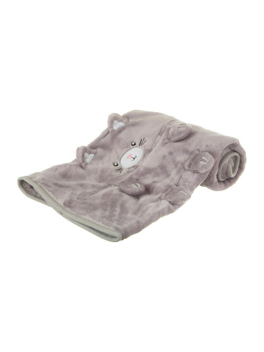 Sass & Belle Одеяло Детски пелени за пелени Kitty Cat Флийс Кафяв с Животно 70x105см.