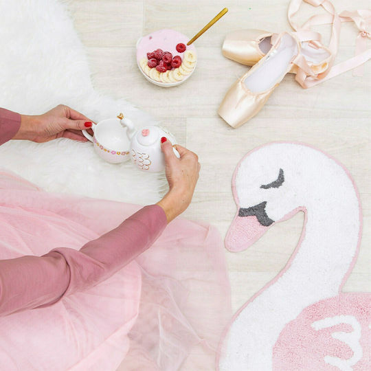 Sass & Belle Freya Swan Παιδικό Χαλί Βαμβακερό Ροζ 65x73cm