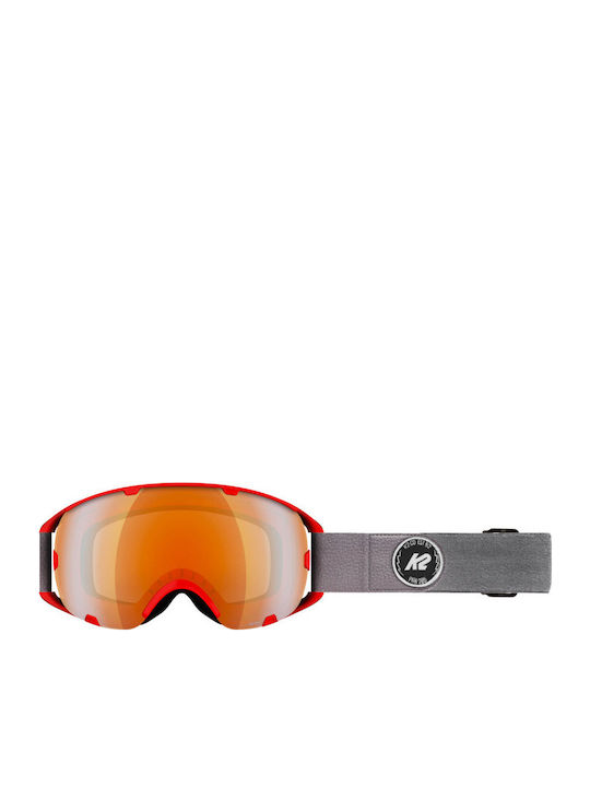 K2 Source Z Zeiss Μάσκα Σκι & Snowboard Ενηλίκων Γκρι με Φακό Καθρέπτη σε Πορτοκαλί Χρώμα