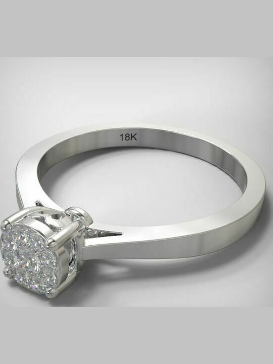 Diamond Jools Единичен камък EM048 от Бяло злато 18K с Диамант