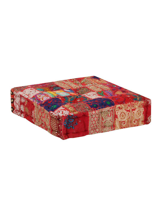 Bean Bag Bolster Poof Patchwork Red 50x50x12cm