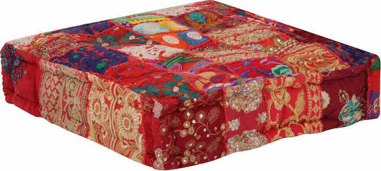 Bean Bag Bolster Poof Patchwork Red 50x50x12cm
