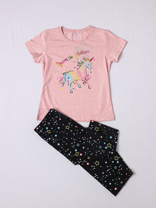 Dreams by Joyce Set Top & Bottom Kids Summer Pyjamas Pink