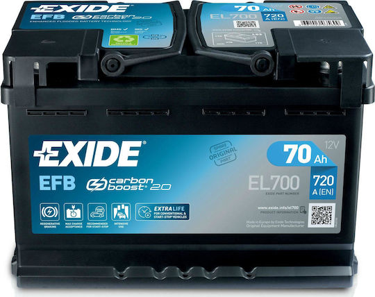 Exide Car Start/Stop Battery EFB 12V with 70Ah Capacity and 720A CCA