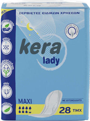 Kera Lady Maxi Γυναικείες Σερβιέτες Ακράτειας Αυξημένης Ροής 7.5 Σταγόνες 28τμχ