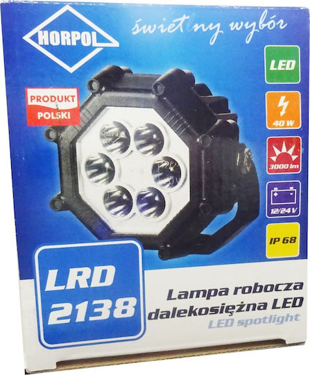 Horpol Στρογγυλός Προβολέας Αυτοκινήτου LED Universal 12 / 24V 40W 1τμχ
