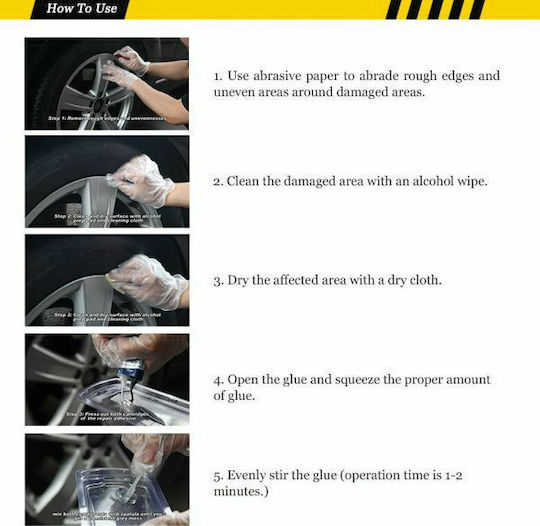 Locbondso DIY Alloy Wheel Repair Kit Επιδιόρθωσης για Ζάντες Αυτοκινήτου Ασημί
