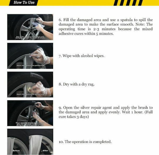 Locbondso DIY Alloy Wheel Repair Kit Επιδιόρθωσης για Ζάντες Αυτοκινήτου Ασημί