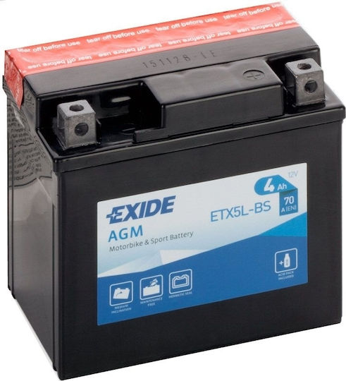 Exide Baterie Pentru Motociclete Tip Închis Fără Întreținere 70A Cu Capacitate 4Ah