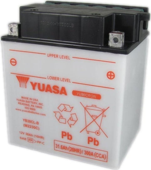 Yuasa Отворен Тип Батерия За Мотоциклет YB30CL-B 300A С Капацитет 31.6Ah