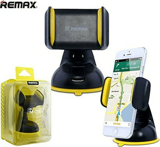 Remax RM-06BY Suport Auto pentru Telefon 3.5" - 6" cu cârlige reglabile Galbenă
