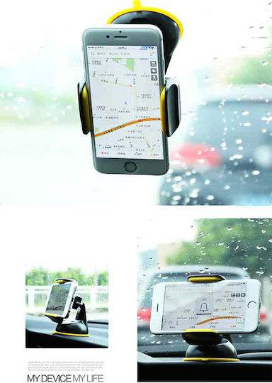 Remax RM-06BY Suport Auto pentru Telefon 3.5" - 6" cu cârlige reglabile Galbenă