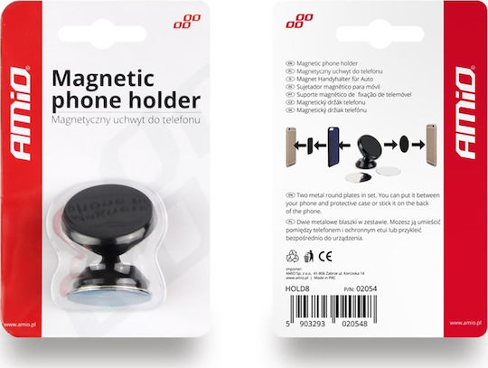 AMiO Magnetic Phone Holder Βάση Κινητού Αυτοκινήτου με Μαγνήτη Μαύρη