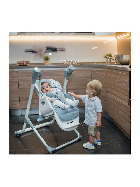 Lorelli Ventura Foldable Highchair 2 in 1 with Metal Frame & Fabric Seat Cool Grey Stars