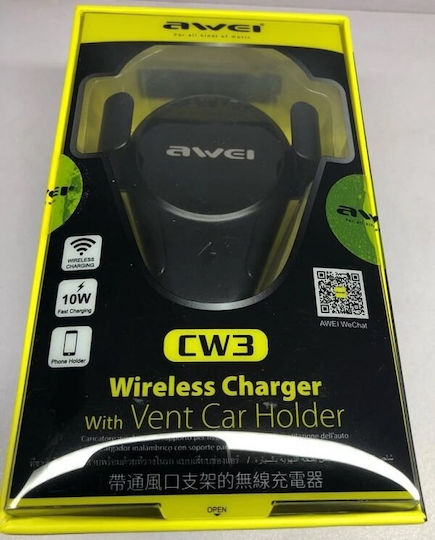 Awei Wireless Charger Phone Holder 2 in 1 Car Mobile Mount with Adjustable Hooks and Wireless Charging Black