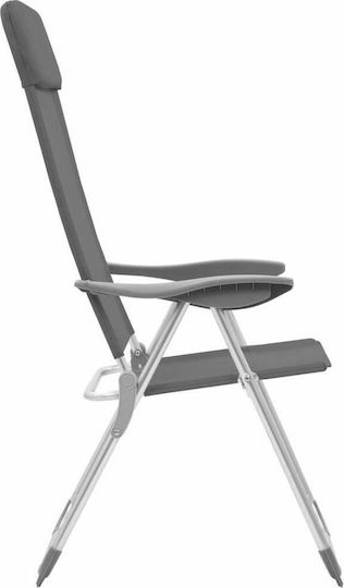 vidaXL Chair Beach Aluminium Gray 57x73.5cm Set of 4pcs