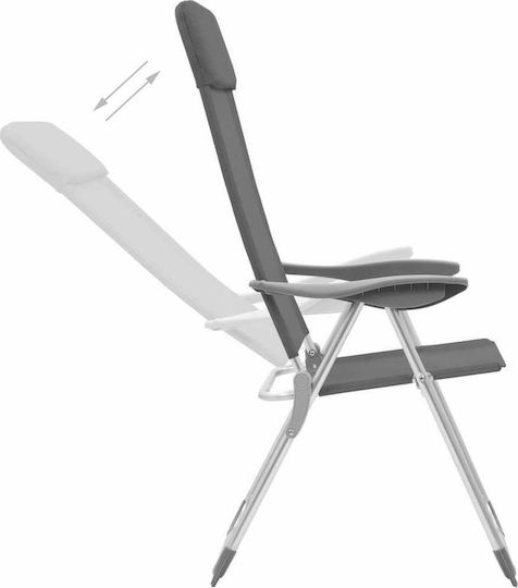 vidaXL Chair Beach Aluminium Gray 57x73.5cm Set of 4pcs