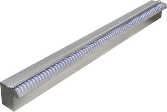 vidaXL Pool Waterfall with LED Lighting made of Stainless Steel 8x90x11.5cm Silver