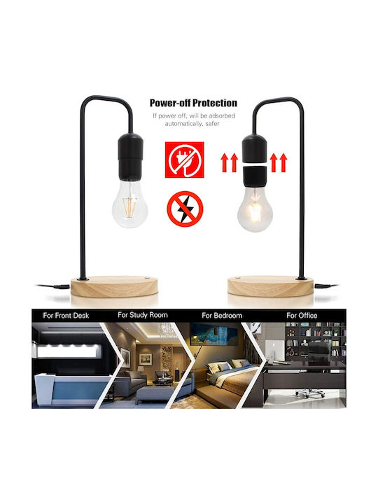 Allocacoc Levitating Light Bulb Dekorative Lampe mit Fassung für E27 Lampe Schwarz