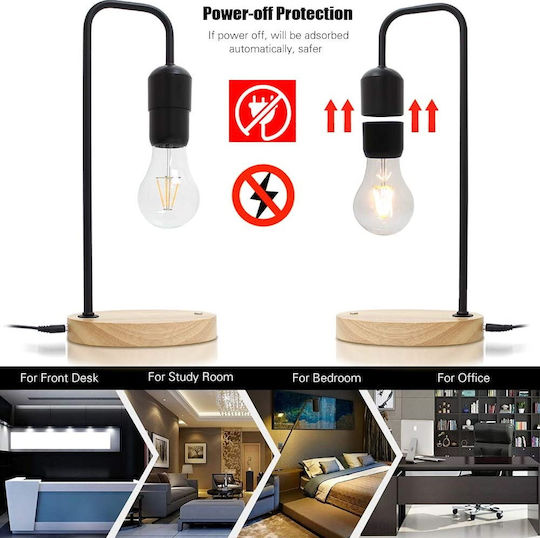 Allocacoc Levitating Light Bulb Lustră Decorativă cu Soclu pentru Bec E27 Negru