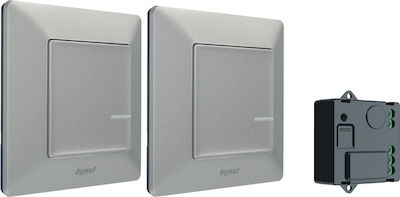 Legrand Valena Life Netatmo External Electrical Lighting Wall Switch Wi-Fi Connected with Frame Basic Silver Kit Φωτισμού (2 Ασύρματοι & Μικροδιακόπτης)