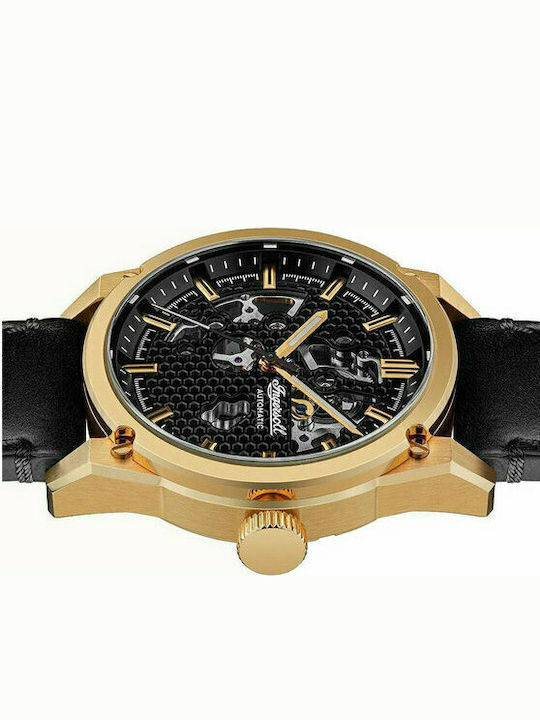 Ingersoll Carroll Men's Watch 45.5mm Chronograph Automatic with Black Leather Strap