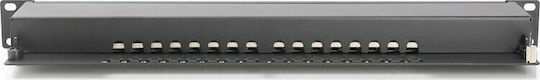 Digitus Patch Panel Shielded για Rack 1U 19" 16 Θυρών cat6 Μαύρο