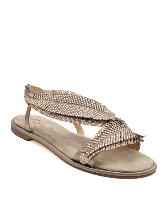 Alma en Pena Women's Flat Sandals in Gold Color