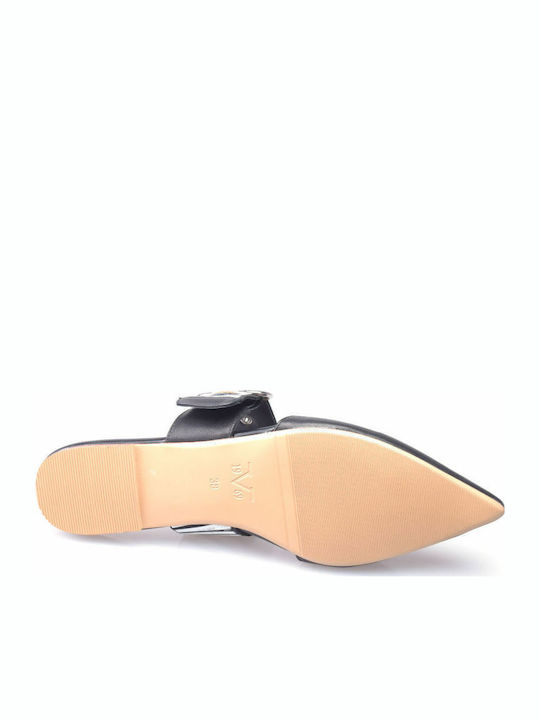 Flat Mules in Black Color