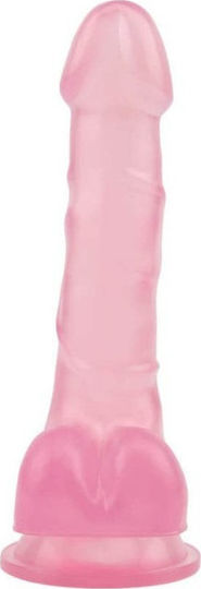 Chisa Novelties Hi-Rubber Dildo Реалистично дилдо с Топки и Вендуза Розов 19см