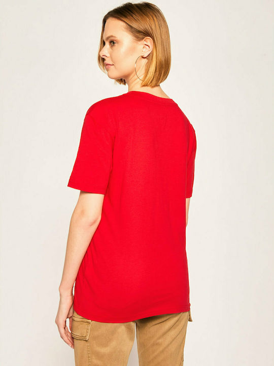 Tommy Hilfiger Γυναικείο T-shirt Κόκκινο με Στάμπα