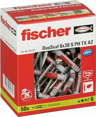 Fischer Screw Torx Inox with Diameter M6 and Length 38mm 50pcs Duoseal